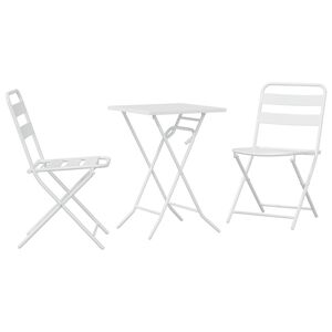 vidaXL Puutarhan Bistro Set 3 pcs Valkoinen Ter&auml;s