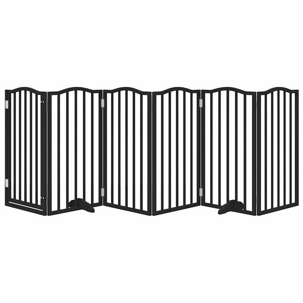 vidaXL Koiraportti kokoontaittuva 6 paneelia musta 300 cm poppelipuu