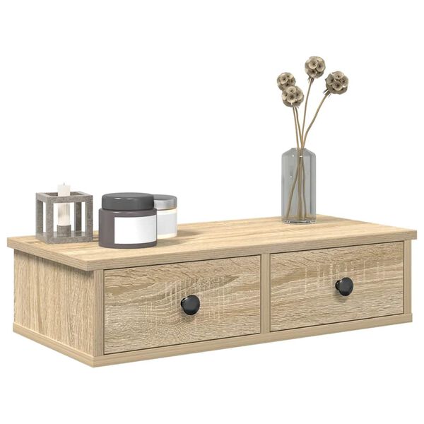 vidaXL seinähylly laatikoilla Sonoma tammi 60x28x15 cm tekninen puu