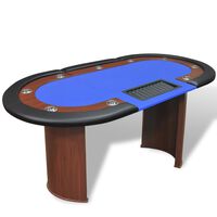 vidaXL Pokeripöytä 10 pelaajalle Jakoalue ja pelimerkkialusta Sininen