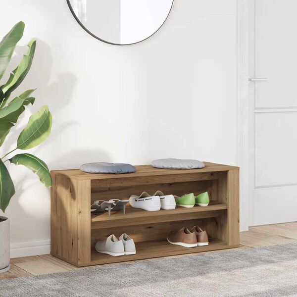 vidaXL Kenkäteline artesaani tammi 100x35x45 cm tekninen puu