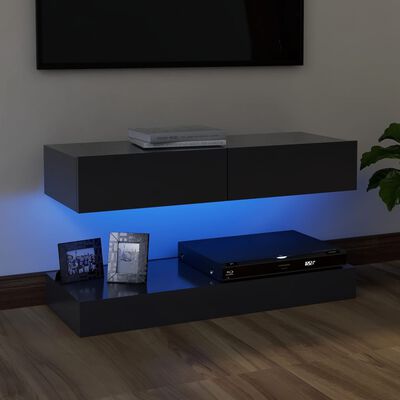 vidaXL TV-taso LED-valoilla harmaa 90x35 cm