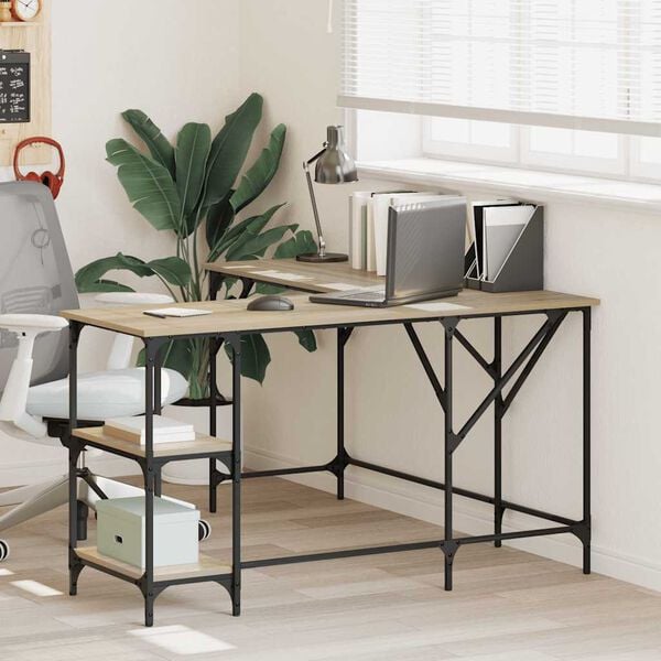 vidaXL Ty&ouml;p&ouml;yt&auml; Sonoma-tammi 139x139x75 cm tekninen puu