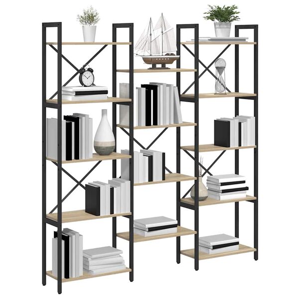 vidaXL Kirjahylly Sonoman tammi 156 x 25 x 167 cm Tekninen puu