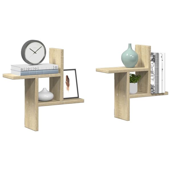 vidaXL Sein&auml;hyllyt 2 kpl Sonoma-tammi 38x12x38 cm tekninen puu