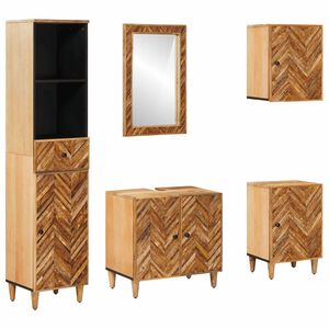 vidaXL Kylpyhuoneen kaappisetti ovella 5 pcs Kiinte&auml; mango puu