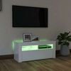 vidaXL TV-taso LED-valoilla korkeakiilto valkoinen 90x35x40 cm