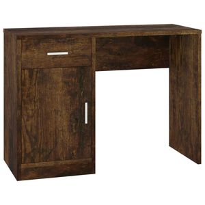 vidaXL Ty&ouml;p&ouml;yt&auml; laatikolla ja kaapilla savutammi 100x40x73 cm puu