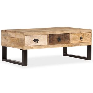 vidaXL Sohvap&ouml;yt&auml; 3 vetolaatikolla mangopuu 90x50x35 cm