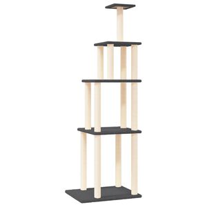 vidaXL Kissan kiipeilypuu sisal- raapimispylv&auml;ill&auml; tummanharmaa 183 cm