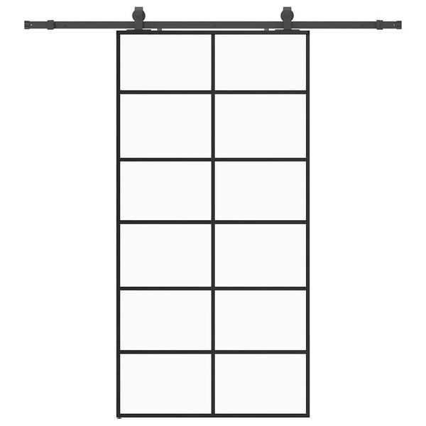 vidaXL liukuovi laitteistosarjalla musta 102x205 cm ESG lasi
