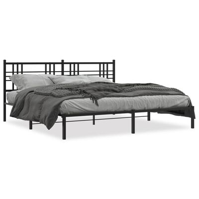 vidaXL Metallinen sängynrunko päädyllä musta 180x200 cm