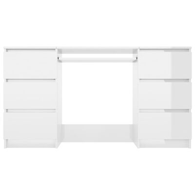 vidaXL Kirjoituspöytä korkeakiilto valkoinen 140x50x77 cm lastulevy