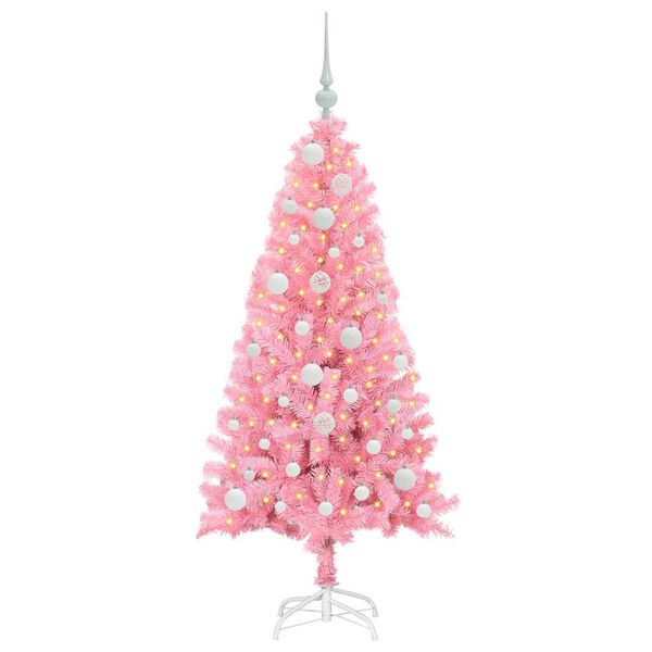 vidaXL Joulukuusi 150 LED-valoilla Pinkki 120 cm Polyvinyylikloridi