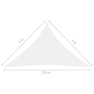 vidaXL Aurinkopurje Oxford-kangas kolmio 4x4x5,8 m valkoinen