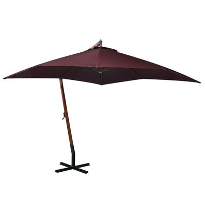vidaXL Riippuva päivänvarjo tangolla viininpunainen 3x3 m täysi kuusi