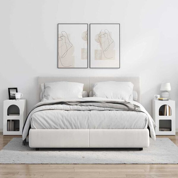 vidaXL Y&ouml;p&ouml;yt&auml; 2 pcs Valkoinen 29,5 x 33,5 x 50 cm Tekninen puu