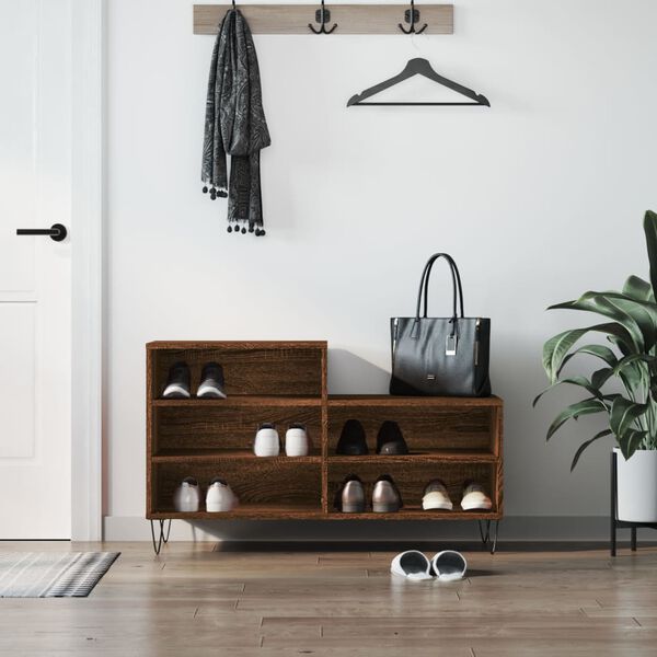 vidaXL Kenkäkaappi ruskea tammi 102x36x60 cm tekninen puu