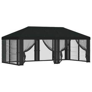 vidaXL Gazebo-peite sivuseinill&auml; Musta 600,5 x 300,5 cm Polyesteri