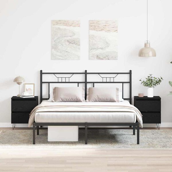 vidaXL Y&ouml;p&ouml;yt&auml;kaappi 2 pcs Musta tammi 40 x 35 x 50 cm Tekninen puu