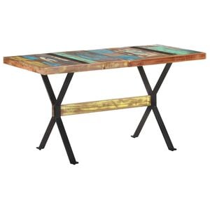 vidaXL Ruokap&ouml;yt&auml; 140x70x76 cm kierr&auml;tetty t&auml;yspuu