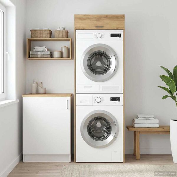 vidaXL Pyykinpesukonekaappi ovella Artisan tammi 67,5 x 68 x 200 cm