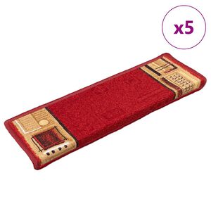 vidaXL Itsekiinnittyv&auml;t porrasmatot 5 kpl 65x21x4 cm punainen