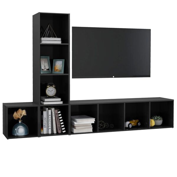 vidaXL 3-osainen TV-kaappisarja korkeakiilto harmaa lastulevy