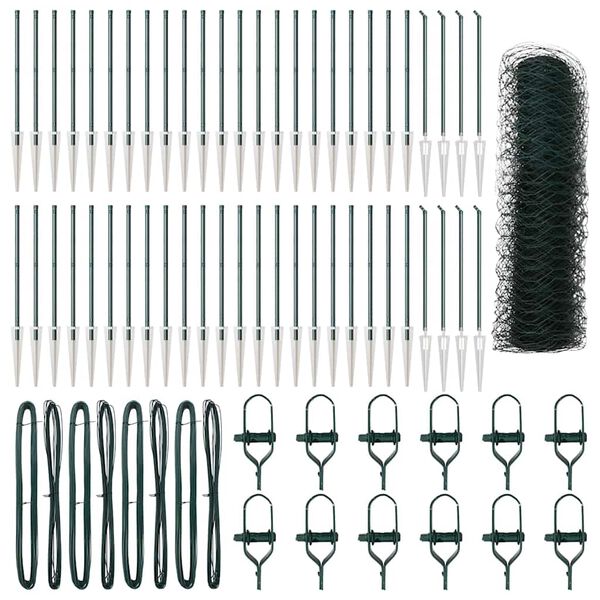 vidaXL Aita paalujen kanssa Vihre&auml; 1 x 100 m