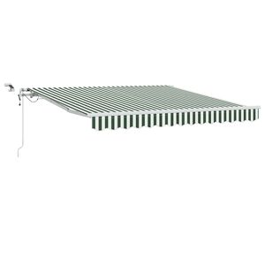 vidaXL Vedett&auml;v&auml; markiisi Vihre&auml; ja valkoinen 350 x 250 cm Polyesteri