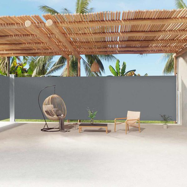 vidaXL Sis&auml;&auml;nvedett&auml;v&auml; sivumarkiisi antrasiitti 220x1200 cm