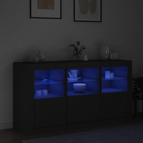 vidaXL Senkki LED-valoilla musta 123x37x67 cm