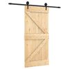 vidaXL Liukuovi Luonnollinen ja musta 95 x 210 cm Massiivinen m&auml;nty