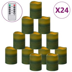 vidaXL Liekitt&ouml;m&auml;t LED-kynttil&auml;t 24 kpl kaukos&auml;&auml;din l&auml;mmin valkoinen