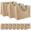 vidaXL Juutti k&auml;silaukut 10 Luonnollinen ja vihre&auml; 42 x 33 x 19 cm