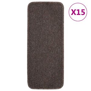vidaXL Liukumattomat porrasmatot 15 kpl 60x25 cm ruskea suorakaide