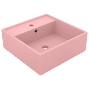 vidaXL Ylellinen pesuallas ylivuotoaukolla pinkki 41x41 cm keraami