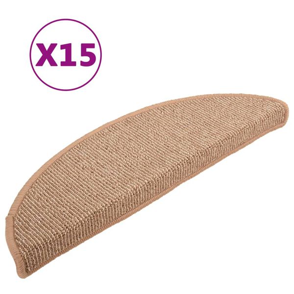 vidaXL Porrasmatot 15 kpl 65x21x4 cm vaaleanruskea puolipyöreä suuri
