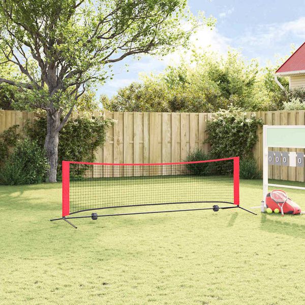 vidaXL Tennisverkko Musta ja punainen 301 x 90.5 x 87 cm Polyesteri