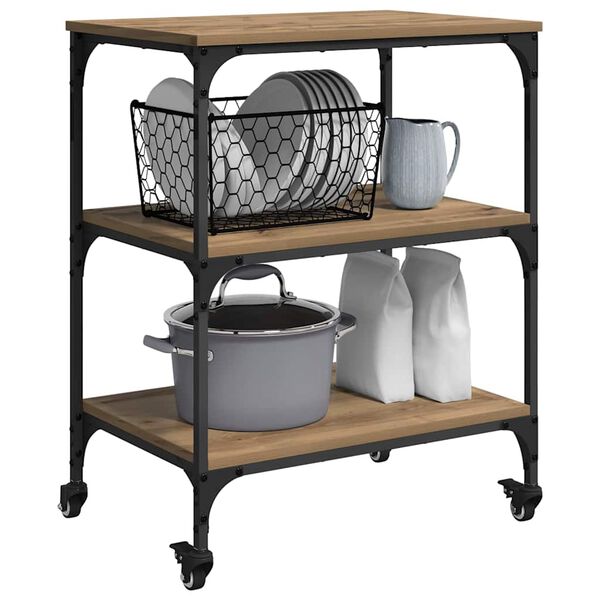 vidaXL Keitti&ouml;vaunu Artisan tammi 60 x 41 x 76 cm Tekninen puu