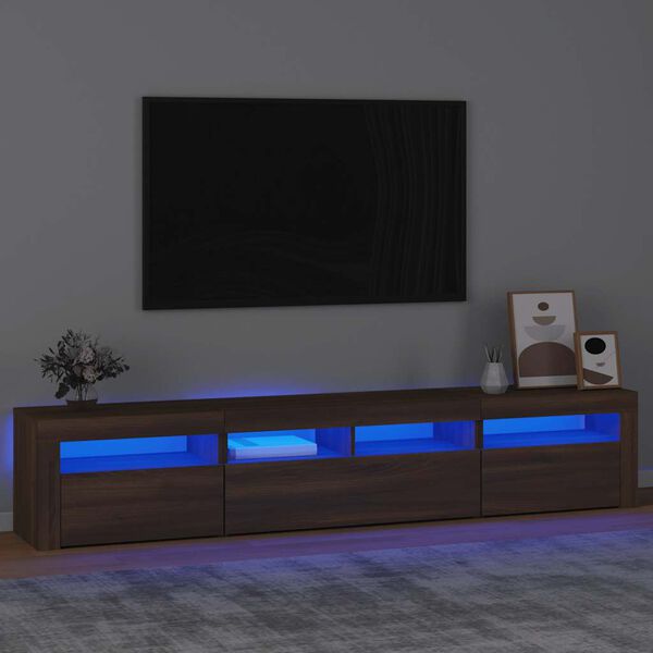 vidaXL TV-taso LED-valoilla ruskea tammi 210x35x40 cm