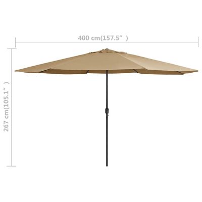 vidaXL Aurinkovarjo metallirunko 400 cm harmaanruskea