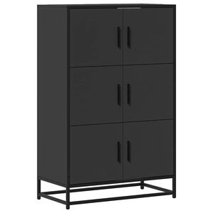vidaXL Korkeaboard musta 68x35x106,5 cm suunniteltu puu ja metalli