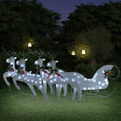 vidaXL Poro ja reki joulukoriste 100 LED-valoa ulkokäyttöön valkoinen