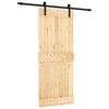 vidaXL Liukuovi Luonnollinen ja musta 85 x 210 cm Massiivinen m&auml;nty