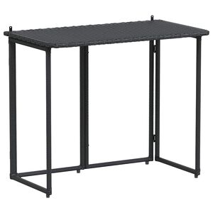 vidaXL Taitettava puutarhap&ouml;yt&auml; Musta 90x51x75 cm polyrottinki