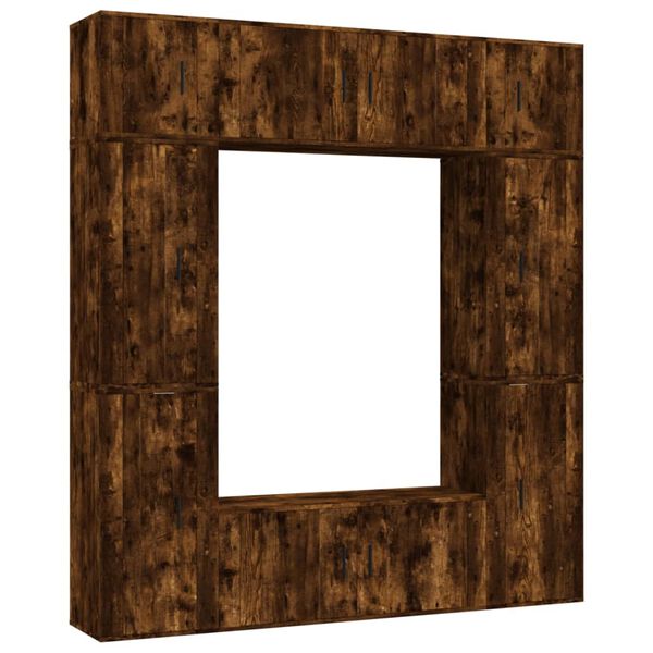 vidaXL 8-osainen TV-kaappisarja savutammi tekninen puu