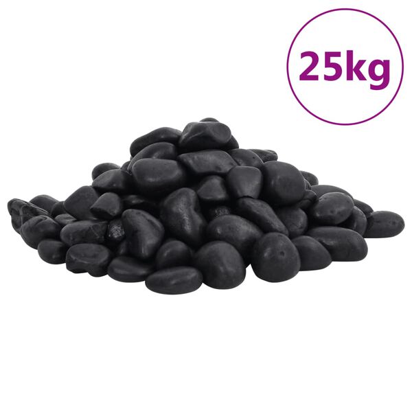 vidaXL Kiillotetut kivet 25 kg musta 2-5 cm