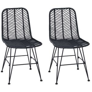vidaXL Ruokatuoli 2 kpl Roikka ja rauta Musta 44,5 x 54,5 x 85 cm