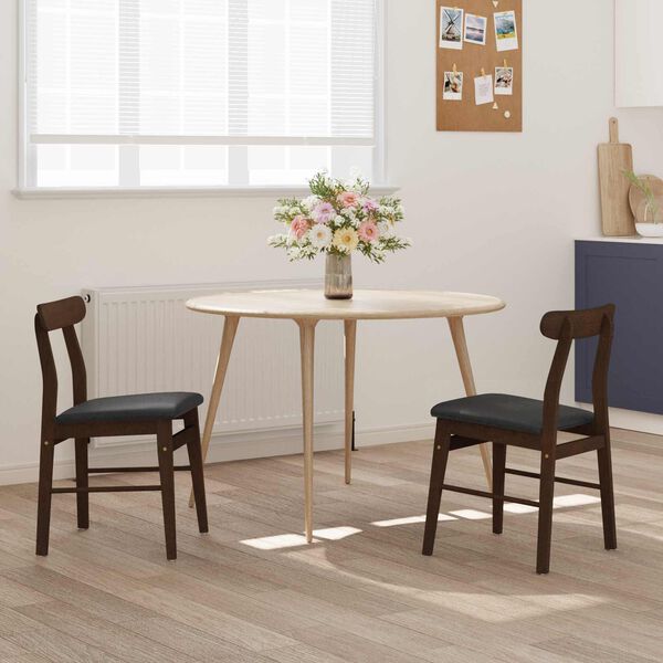 vidaXL Ruokatuoli 2 pcs Tummanruskea ja musta Kest&auml;v&auml; Kumipuinen